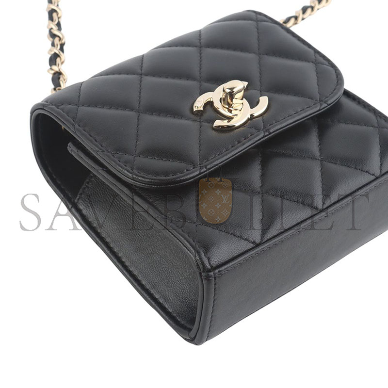 Ch*el trend mini crossbody bag in lamb with gold cc chain a81633 (11*11*5.5cm)